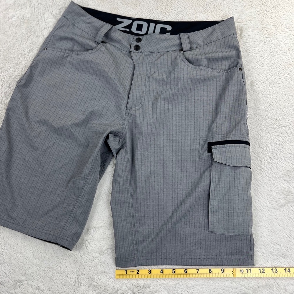 Zoic Ether Mountain Bike Shorts Men's XL Gray Check Stretch Cargo MTB Trail 12" - Picture 13 of 13